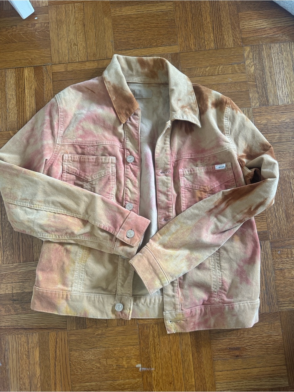 MOTHER Corduroy Jacket in Tan & Blush